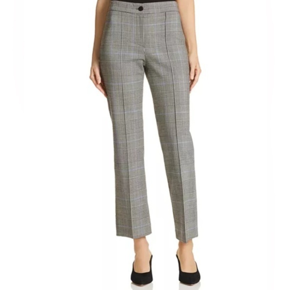Theory Cardinal Plaid Wool BLACK WHITE BLUE PLAID CROPPED PANTS TROUSERS SZ 6